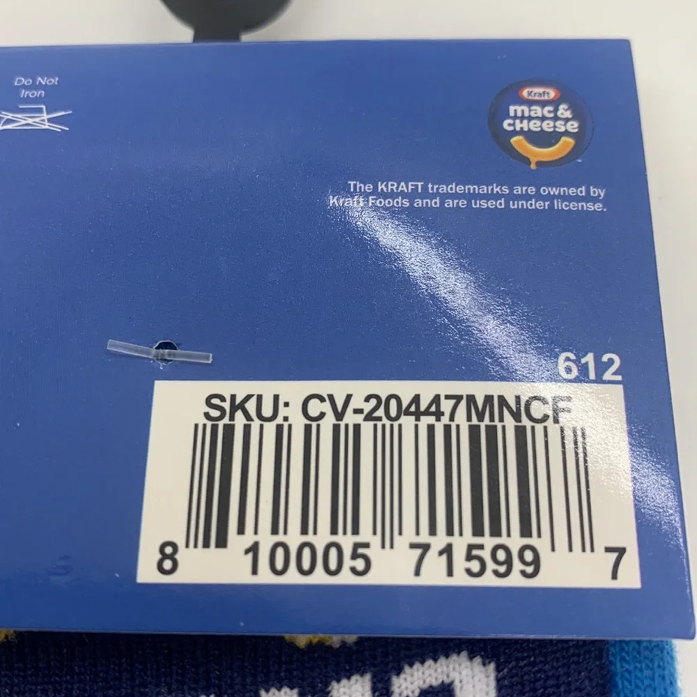 Kraft Mac & Cheese NWT Crew Socks Blue Multi One Size Fits Most Fun Theme